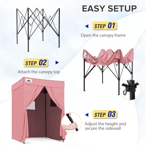 EAGLE PEAK Flex Compact 5x5 Pop-up Canopy Changing Room, Portable Privacy Dressing Room for Indoor Fashion Photoshoots, Camping, or Pool, Pink - color: Pink, size: 5x5 ft