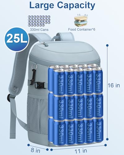 Pritent Cooler Backpack Insulated Waterproof,30/45 Cans Backpack Coolers Leakproof Lunch Backpack for Men Women Portable Soft Cooler Bag for Beach Camping Trave Picnic - color: Blue, size: 30 Cans