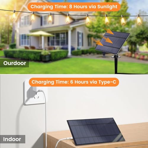 OHLUX 60FT Solar Globe String Lights Outdoor, Shatterproof Solar Patio Lights with Remote, 27 Dimmable LED Filament ST38 Bulbs, 2200K Soft Warm White Edison Hanging Light for Outside Canopy Deck - color: Warm White, size: 18M