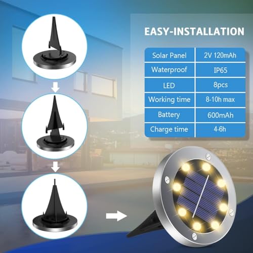 OULONGER Solar Ground Lights 16Pack, Garden Solar Outdoor Waterproof Pathway Bright In-Ground Lights Outdoor Lighting Decor for Lawn, Patio, Yard, Driveway,Walkway Warm Light - color: Warm light, size: 16pack