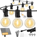 Brightown 38FT Solar String Lights Outdoor with USB Charging & 16 LED Shatterproof Bulbs, Solar Patio String Lights Outdoor for Cafe Garden Deck Outside Wedding - Last for 20Hrs+ - size: 38FT 16LED