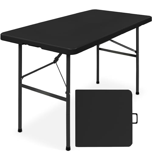Best Choice Products 4ft Plastic Folding Table, Indoor Outdoor Heavy Duty Portable w/Handle, Lock for Picnic, Party, Camping - Black - color: Black, size: 4ft