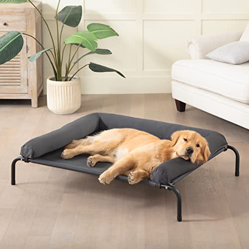 WESTERN HOME Cooling Elevated Dog Bed for Large Dogs, Portable Indoor & Outdoor Raised Dog Bed with Breathable Mesh, Chew Proof Pet Hammock Cots with Removable and Waterproof Bolsters - color: Grey, size: 36.0"l X 26.0"w X 8.0"th