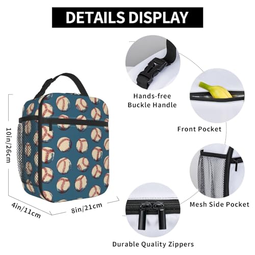 Baseball Lunch Box Insulated Lunch Bag for kids Girls Boys Women,Reusable Lunch Box Containers for Women Men,Durable Cooler Tote Bag Lunchbox for Office/School/Picnic - color: Baseball02