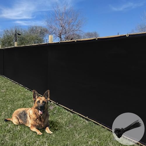 E&K Sunrise 6' x 12' Privacy Fence Screen with Grommets, Outdoor Windscreen Fence Covering Privacy Screen UV Blockage for Backyard Garden Patio, Zip Ties Included (Black) - color: Black, size: 0 6' x 12'