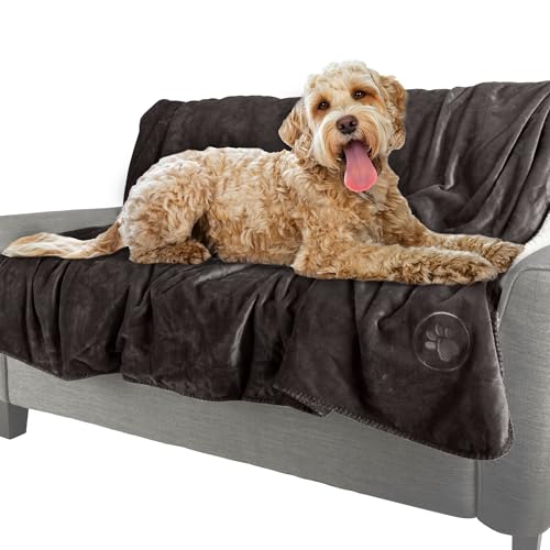PETMAKER Dog Blanket - 60x80in Reversible Sherpa Blanket - Throw Blankets for Bed, Couch, or Car - Machine Washable Puppy Essentials (Charcoal) - color: Charcoal Gray, size: Large