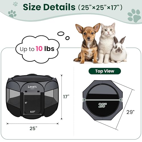 Love's cabin Pet Puppy Dog Playpen, Small Dog Tent Crates Cage Indoor/Outdoor, Portable Playpen for Cat, Foldable Pop Up Dog Kennel Playpen with Carring Case, Removable Zipper Top, Dark Grey - color: Dark Grey, size: 25.0"L x 25.0"W x 17.0"H