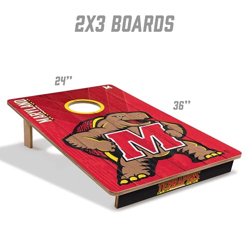 YouTheFan NCAA 2’ x 3’ Wood Cornhole Game with Logo Bags - color: Maryland Terrapins, size: 2' X 3'