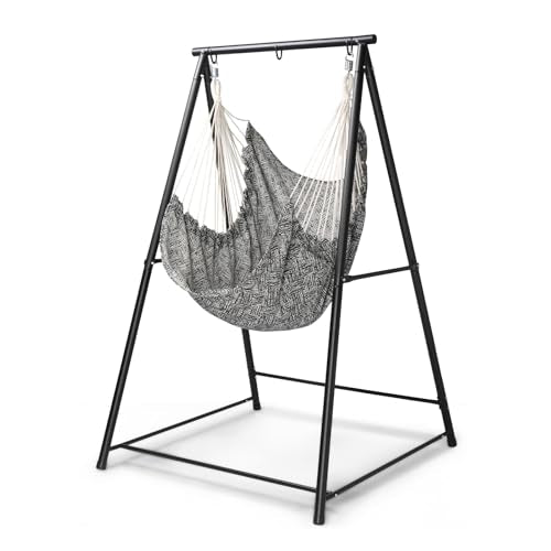 ONCLOUD Stylish Hammock Chair with Stand for Indoor & Outdoor Use, Boho Style Hammock Perfect for Patio, Balcony, Garden and Living Room, Heavy Duty 660 LBS with Cushion (Full Set) - style: Full Set
