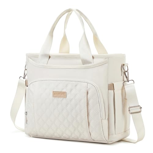 AIJIEKE Extra Large Lunch Bag for Women & Men, Insulated Leakproof Lunch Box for Work, Reusable Adult Lunch Tote with Shoulder Strap, Multi-Pocket Cooler Bag for Office, Picnic, Beach, Beige - color: Beige