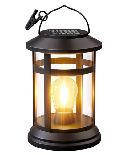 Solar Lanterns Outdoor Waterproof: 1 Pack Hanging Solar Lights for Outside Patio Porch Garden Tabletop Decor - Bright LED Warm White Solar Powered Lighting - Unique Gardening Lovers Mom Gifts - size: 1 Pack
