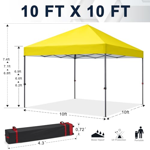 COOSHADE Durable Easy Pop Up Canopy Tent 10x10Ft, Light Yellow - color: Light Yellow, size: 10x10Ft