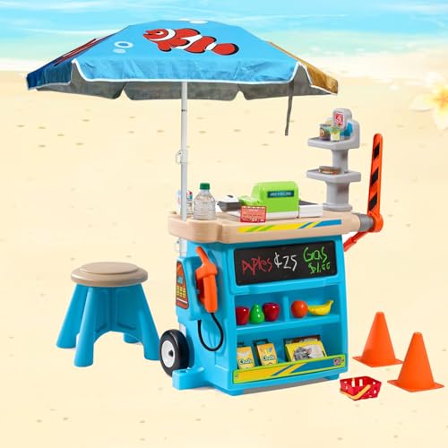 LOTTAFUN Water Table Umbrella Kid 5ft Beach Umbrella - Heavy Duty Wind Resistant UV 50+ Portable Sun Shade with Sand Anchor & Carry Bag, Outdoor Folding Umbrella for Beach,Pool,Patio,Garden (Fish) - color: Clownfish