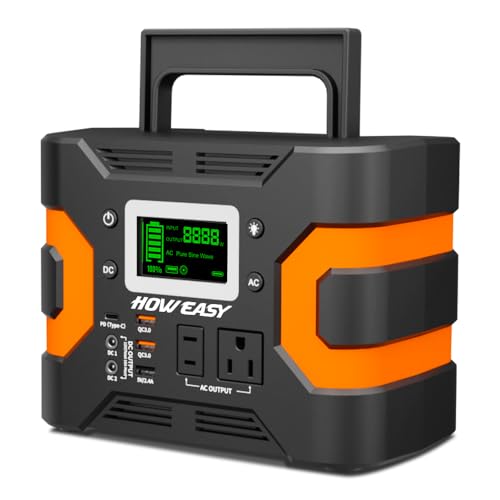 HOWEASY Portable Power Station 300W, 236Wh Solar Generator with Pure Sine Wave 110V AC Output, Backup Lithium Battery with LED Light for Outdoor Camping Travel Home Blackout - color: Gray