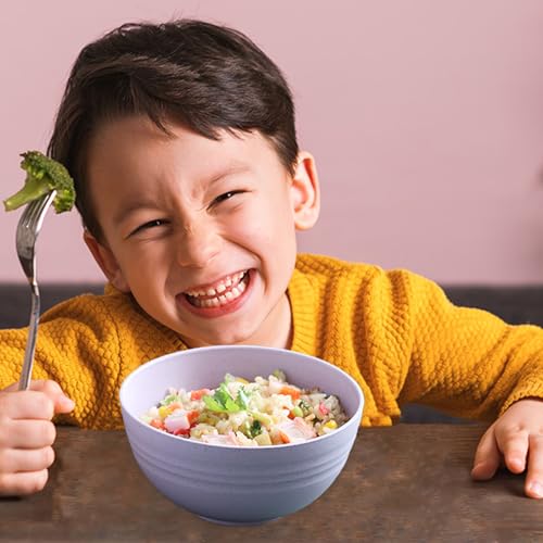 Unbreakable Wheat Straw Cereal Bowls Set of 4, 24 OZ Microwave and Dishwasher Safe Lightweight Soup and Salad Bowl Sets, Reusable Dessert Bowls for Rice, Pasta, Snack, Fruit, BPA Free (Purple) - color: Purple
