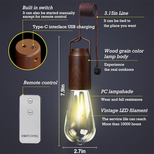 4 Pack Rechargeable Warm Tent Hanging Light Bulb,Portable Outdoor Vintage LED Camping Light,Pendant Hurricane Emergency Lighting Lantern for Hiking Backpacking Fishing Outage Power Failure - size: 4 PACKS lithium batteries