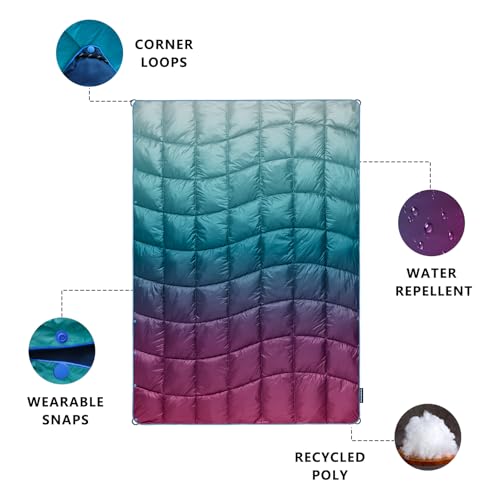 Camping Blanket,MINI Puffy Blanket Lightweight Windproof Water Resistant for Outdoors,Hiking,Beach,Car,Picnic,Stadium - color: Grad Purple, size: 39"x55"