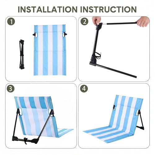 Stripes Foldable Pool Chair,Ultra-Light Portable Beach Chair with Carry Bag for Sunbathing Swimming Poolside Picnic Lawn Road Hiking Trips (1, Blue and White) - color: Blue and White