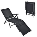 Tangkula Folding Lounge Chair Outdoor, Recliner Chaise Lounge with 5-Position Adjustable Backrest & 2-Position Footrest, No Assembly Required, Suitable for Patio Poolside Beach Yard (1, Black) - color: Black
