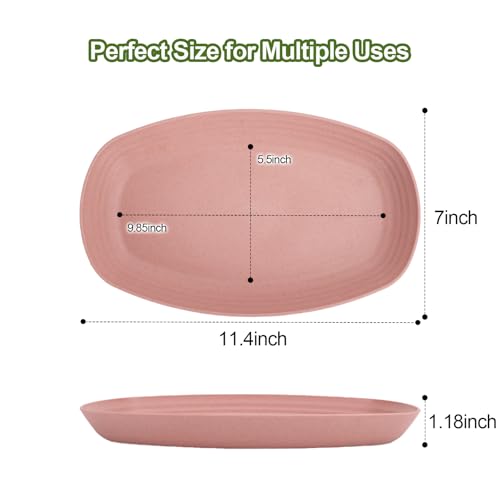 shopwithgreen Lightweight Wheat Straw Plates - 4 Pack 11.4'' Unbreakable Sturdy Plastic Dinner Plates, Dishwasher & Microwave Safe Plates Set, BPA Free, Non-Toxic - color: 4 Pack, size: 11.4 ''
