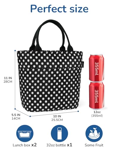 Aosbos Lunch Tote Bag, Insulated Lunch Box for Women, Leakproof Lunch Cooler Purse for Work, Polka Dot - color: C. Polka Dot