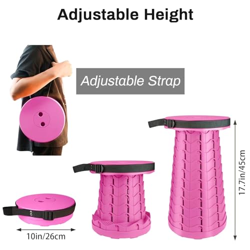Portable & Lightweight Foldable Camping Chair for Adults, Heavy Duty Folding Stool with Adjustable Shoulder Strap, Perfect for Picnic, Beach, Backyard, and Sporting Events, Max Weight 400lbs - color: Pink