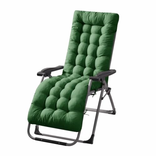Patio Chaise Lounger Cushion， Rocking Chair Sofa Cushion with 6 Ties， Thick Padded Swing Bench Cushion， Zero Gravity Chair Cushion61x19x3in (Green) - color: Green