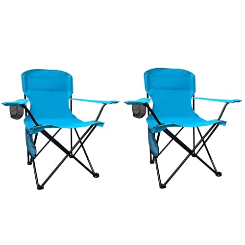 Folding Camping Chairs 2 Pack Portable Outdoor Chair for Camping, Fishing, Beach, Picnic, Lightweight High Back Foldable Chair with Cup Holder & Storage Bag, Supports300lbs, Blue - color: Blue, size: 2 Pack
