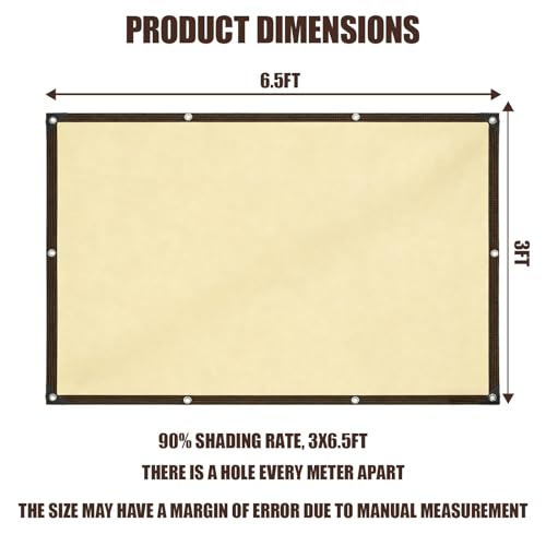 90% Sun Shade Cloth for Garden, 3.3 * 6.5FT Heavy Duty Shade Tarp with Grommets & Reinforced Edges - UV Resistant Sunblock Net for Patio, Backyard, Greenhouse, Kennel, Pergola, Yellow - color: beige, size: 3.3*6.5ft