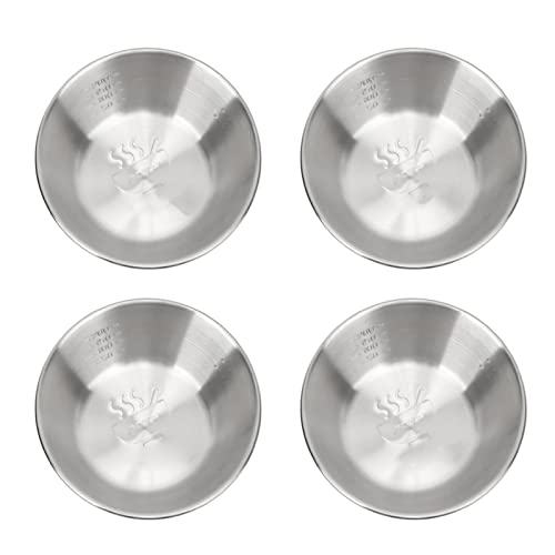 BORDSTRACT Sierra Cup Camping, 4Pcs Stainless Steel Cookware Set with Anti Hot Handle and Storage Case for Hiking, Travel, Picnic, Heatable Soup Cup, Traditional Korean Tableware Bowl Outdoor Cooking