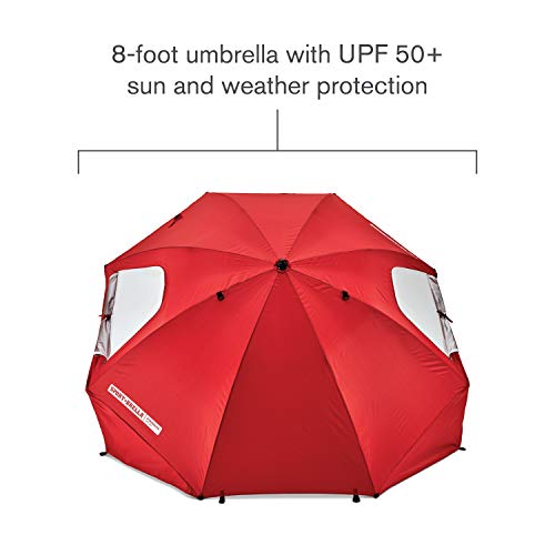 Sport-Brella Premiere UPF 50+ Umbrella Shelter with Patented Side Panels and Tilt Mechanism, Heavy-Duty 1.25 Inch Center Pole, Auger Anchor for Sand and Grass - color: Black Camo, style: REG