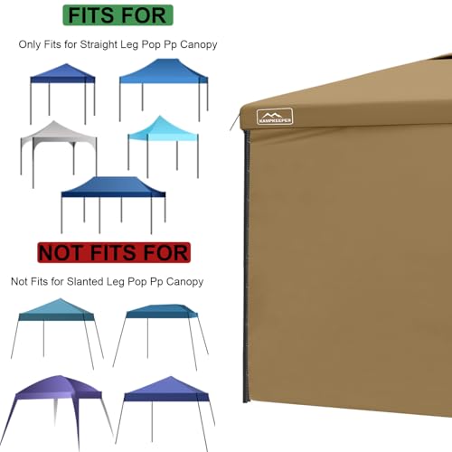 KAMPKEEPER 10X10 Canopy Tent Sidewalls with Zipper for Canopy Frame, 3Pcs Sunwalls Only, UPF50+ Waterproof Side Walls(Khaki) - color: Khaki