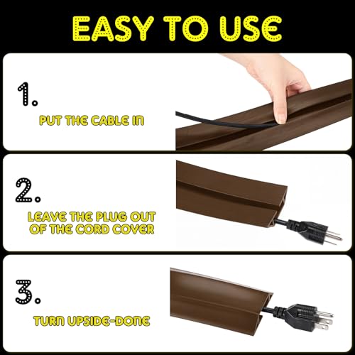 Pangda Floor Cable Cover Extension Cord Cover Protector Outdoor Heavy Duty Cord Protector Hider Soft Organize and Protect Wire on Floor for Home Office or Outdoor Settings(Brown,20 ft) - color: Brown, size: 20 ft