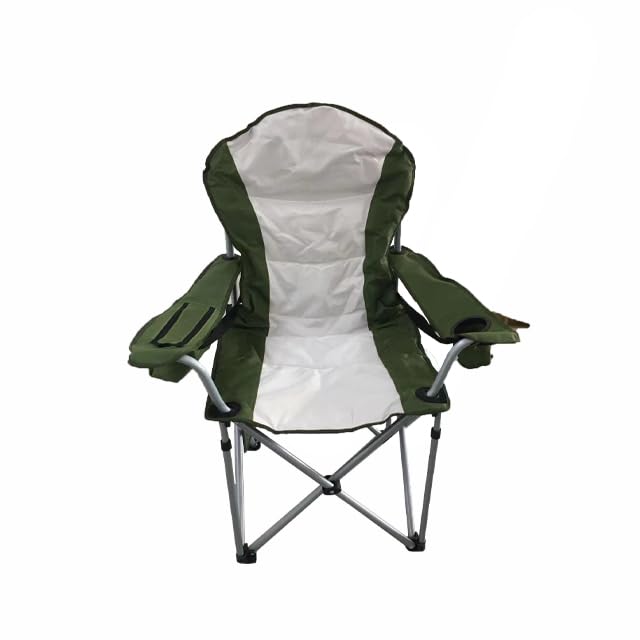 Wild Scape Oversized Folding Camping Chair for Adults, Foldable Beach Chairs with Cup Holder, Cooler Pocket, Amazon's Best Value for Heavy Duty, Fishing Chair for Outdoor, Garden Picnic (Green) - color: Green