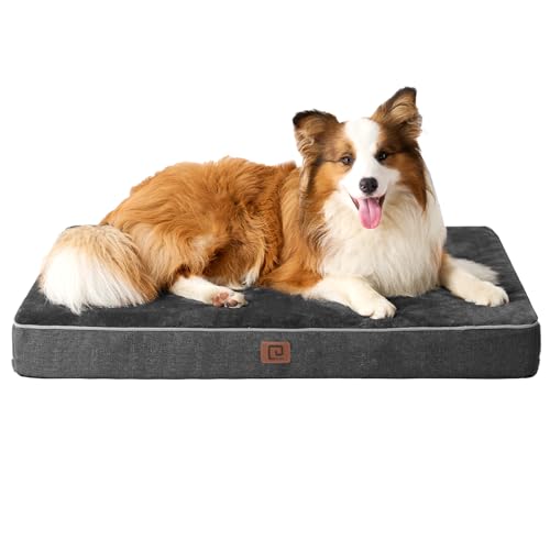 EHEYCIGA Waterproof Dog Bed Memory Foam 41x27, Orthopedic Dog Beds Mat for Extra Large Dogs with Removable Cover, Dark Grey - color: Dark Grey, size: 44.0"L x 32.0"W x 3.0"Th