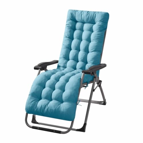 Patio Chaise Lounger Cushion， Rocking Chair Sofa Cushion with 6 Ties， Thick Padded Swing Bench Cushion， Zero Gravity Chair Cushion61x19x3in (Sky Blue) - color: Sky Blue