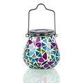 Afirst Mosaic Solar Lanterns - Glass Hanging Lights Butterfly Hollow Out Waterproof Outdoor Decorative for Garden, Patio, Holiday Party Outdoor Decoration, 1 Pack - style: Butterfly