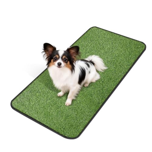 Artificial Grass for Dogs Potty, Reusable Pet Training Mat for Home and Travel, Washable Hemmed Edge Grass Pee Pad with Drainage Holes, Easy to Clean (19.8"x39.6") - size: 19.8"x39.6"