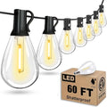 Tenmiro 60FT Outdoor String Lights, Waterproof 16+1 Edison Shatterproof Bulbs Led Outside Patio Lights for Porch Deck Garden Backyard Balcony Wedding Party Decor - size: 60FT