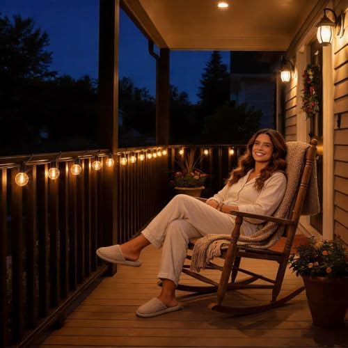 RTTY Outdoor String Lights 50 FT, Patio Light for Outside, Waterproof G40 Shatterproof LED Bulbs, Dimmable Hanging Connectable Globe Lighting for Backyard, Porch, Bistro, Balcony, Deck, Warm White - size: 50FT