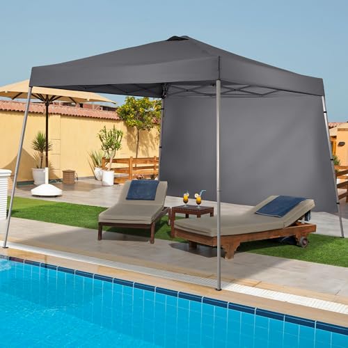 GDY 10x10 FT Pop Up Canopy Outdoor Instant Tent Slant Legs with a Sidewall,Equipment Vents, Portable Gazebo Shelter for Patio, Deck, Beach and Garden,Grey. - color: Gray