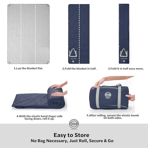 STOVER Large Waterproof Outdoor Stadium Blanket- Extra Thick Soft Fleece Camping Blanket for Travel, Picnics, Sports, Dogs 79"x55", Warm, Windproof, Sand-Proof, Lightweight, Packable (Victory Blue) - color: 01 - Victory Blue