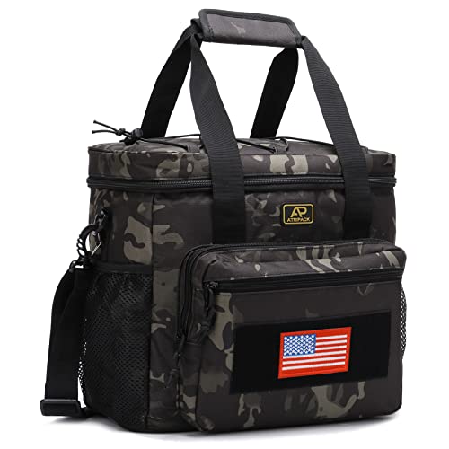 Lunch Box for Men, Tactical Lunch Bag MOLLE Webbing Leakproof Insulated Large Lunch Cooler Women Adult Meal with Adjustable Shoulder Strap Durable Lunch Pail (Camo-Black) - color: Camo-Black, size: Large