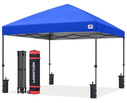 ABCCANOPY 10x10 Pop Up Canopy Tent, Easy Setup Instant Canopy with Wheeled Bag, Heavy Duty Outdoor Canopy for Beach, Market, Backyard, UV Protection, Outdoor Weather Protection (Royal Blue, 10x10) - color: Royal Blue, size: 10x10