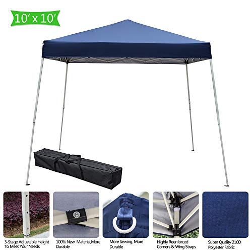 3x3m Outdoor Pop Up Canopy Tents,Portable Instant Folding Shelter Gazebos,Waterproof Beach Tents,Easy Up Instant Commercial Canopy Tent,with Carry Bag,for Garden Camping Wedding Party BBQ (Blue) - color: Blue, size: 3x3m