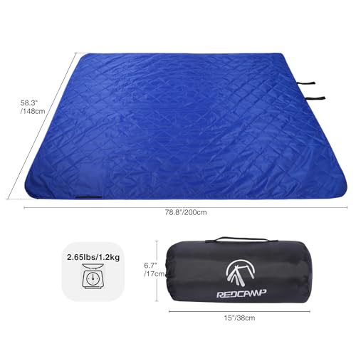 REDCAMP Large Waterproof Stadium Blanket for Outdoor Sports, Soft Warm Fleece Camping Blanket Windproof for Cold Weather, 79"x 59"Blue - color: Blue/Dark Grey 79"x59"