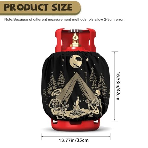 Propane Tank Covers 20lb Protective Propane Tank Blanket for Grill, Travel Trailer RV, and Outdoor Use Windproof Weatherproof Gas Cover Skull Camping - color: Skull Camping