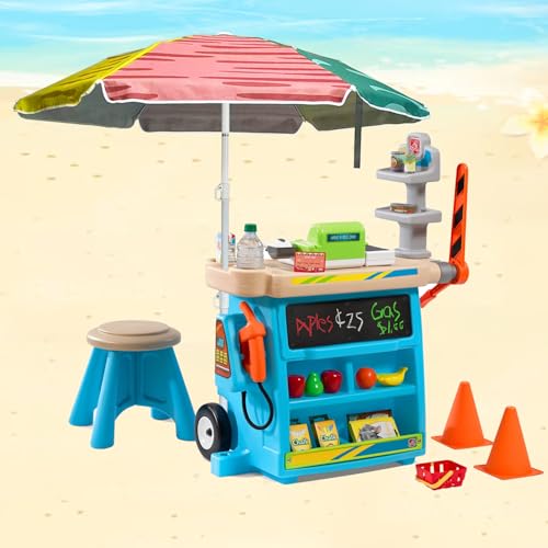 LOTTAFUN Water Table Kid Umbrella 5ft Beach Umbrella - Heavy Duty Wind Resistant UV 50+ Portable Sun Shade with Sand Anchor & Carry Bag, Outdoor Folding Umbrella for Beach,Pool,Patio,Garden (3 Color Block) - color: Three colors