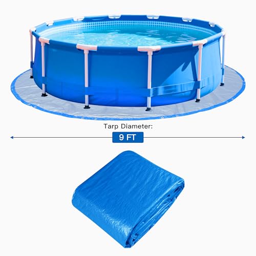 Pool Liner Pads for Above Ground Pools,9FT Round Tarp for Under Pools,Outdoor Swimming Pool Mat,Round Cloth for Pool Bottom(Silver/Blue) - color: Silver/Blue, size: Cover Diameter:9ft