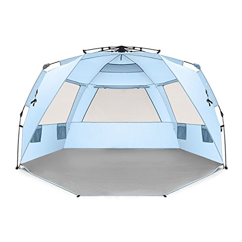 Easthills Outdoors Instant Shader Deluxe XL Beach Tent Easy Up 99" Wide for 4-6 Person Sun Shelter - Extended Zippered Porch Included Blue - color: Instant Shader Deluxe - Blue